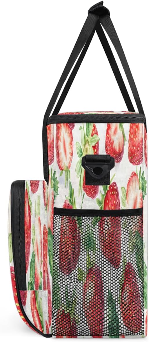 Strawberry Fruit Coffee Maker Carring Bag Travel Carrying Storage Tote Bag Compatible with Keurig K-Mini or K-Mini Plus Portable Single Serve Coffee Brewer Case with Pockets for K-cup Pods