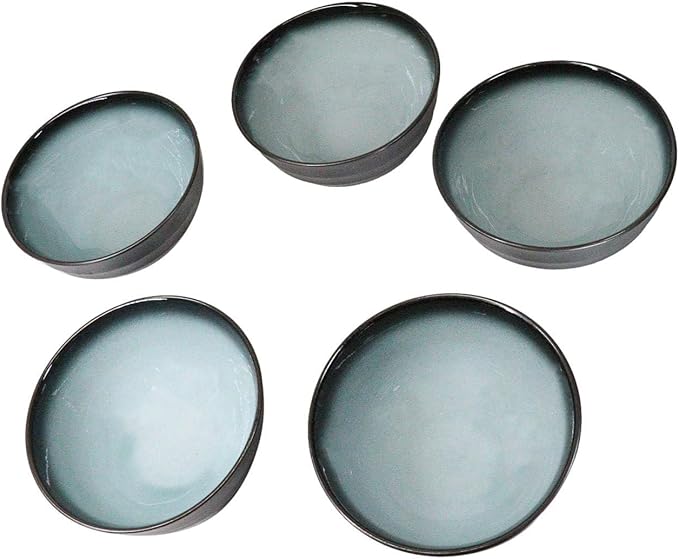 Ebros Gift Blue Sky Stars Artistic Seikai Porcelain Collection Dinnerware Serveware Kitchenware Set Asian Japanese Dining Restaurant Supply (Pack Of 5 Medium Soup Salad Rice Bowls 24oz)