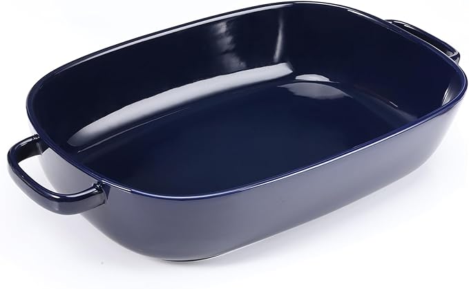 4.5 Quart Ceramic Baking DishServing Bakeware for CasseroleLasagnaGratinBroilingRoastingand Baking.Large Deep 14x10x3.11 inches PanSafe for Oven Microwave Refrigerator Disinfection Cabinet and