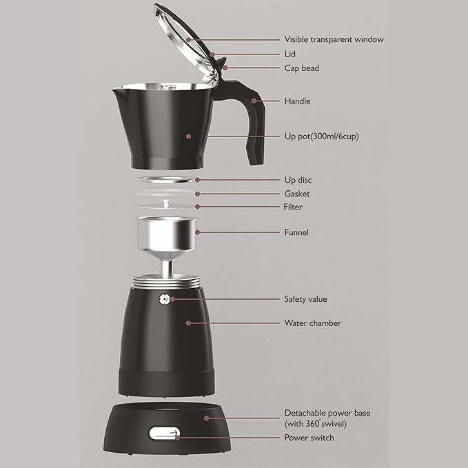 Pot 550W Aluminum Alloy Coffee Maker with Fine Holes Filter Ergonomic Handle for Cappuccino Latte Silky Smooth Coffee Experiencefor Kitchen Office Camping