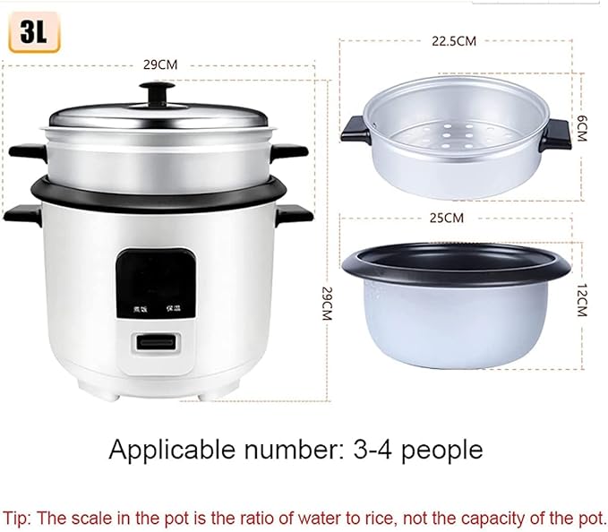 Mini Electric Cooker 3L Rice Cooker with Steamer Smart Insulation Household Multifunctional Non-Stick Cookware