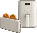 BELLA Slim 2 Slice Toaster + 4Qt Slim Air Fryer Fits-anywhere™ Kitchenware Small Air Fryer w 6 Preset Cooking Options and Slim Toaster w 6 Shades Control Oatmilk
