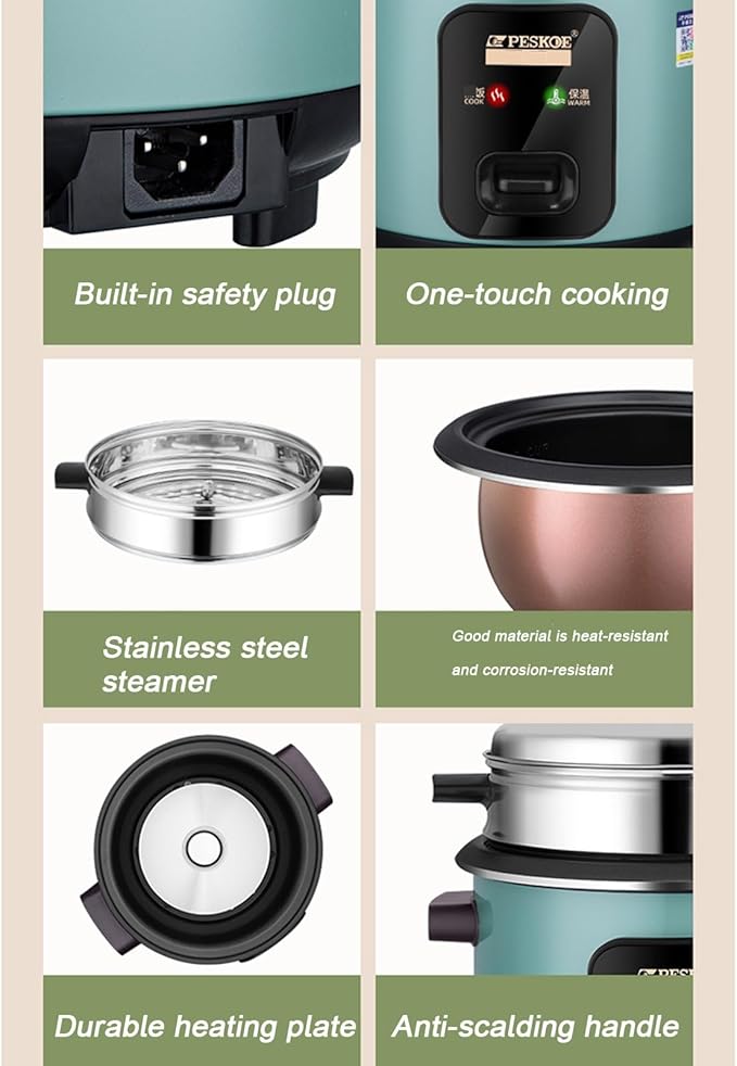 THEGA Rice Cooker - Mini Rice Cooker Portable Non-Stick Small Travel Rice Cooker 15 Minutes Fast Cooking Keep Warm Rice Cooker Small Suitable for 1-3 People for Hotels Canteens School(5L)