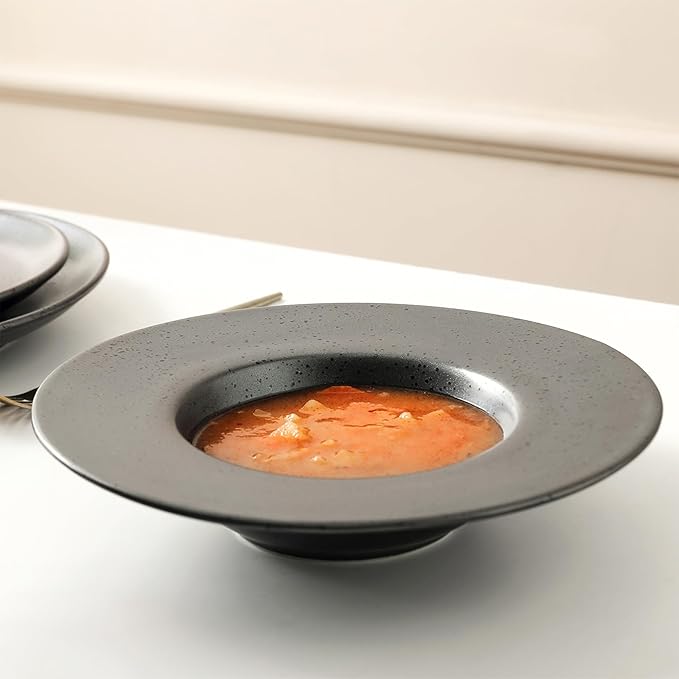 Stone Lain Valencia Porcelain 32-Piece Round Dinnerware Set Plates and Bowls Set Dish Set for 8 Metallic Grey