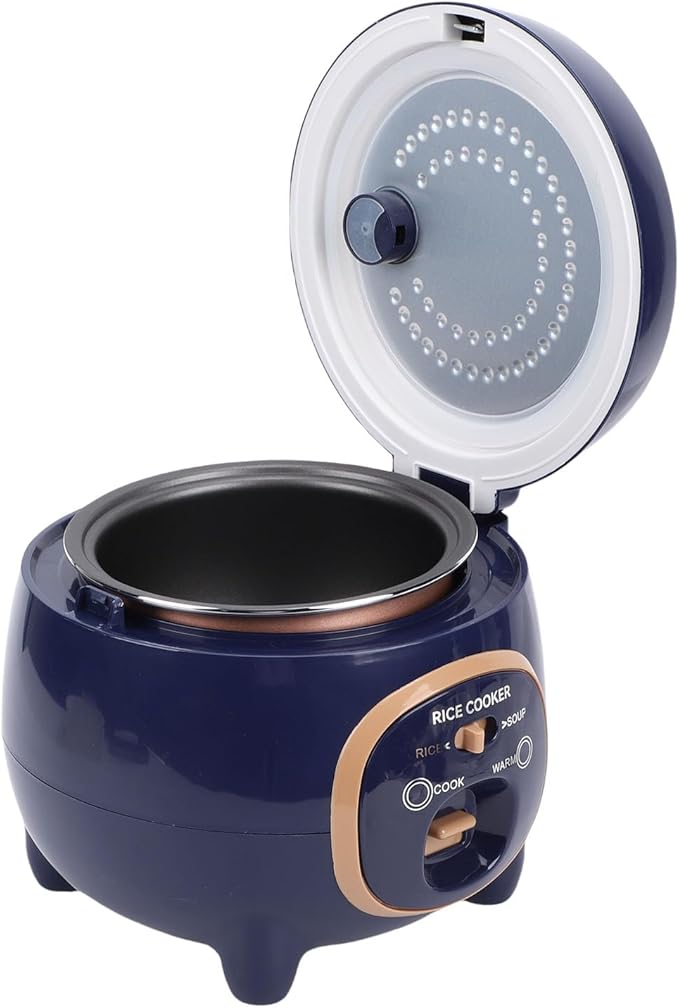 Mini Rice Cooker 300W 1.8L Portable Rice Maker with Steaming Basket Nonstick Electric Small Cooker for Grain Soup Stews Oats Home Kitchen (US Plug 110V)
