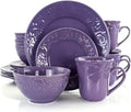 Elama Lilac Fields Town House 16-Piece Dinnerware Set