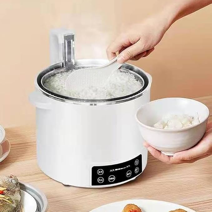 3 L Lifting Sugar Removal Rice CookerMultifunction 5 Speed Adjustable Hot Pot Non-Stick Pan&amp Rice Soup Separate ElectricWith Steamer BasketRapid Heating For Family Use (White)