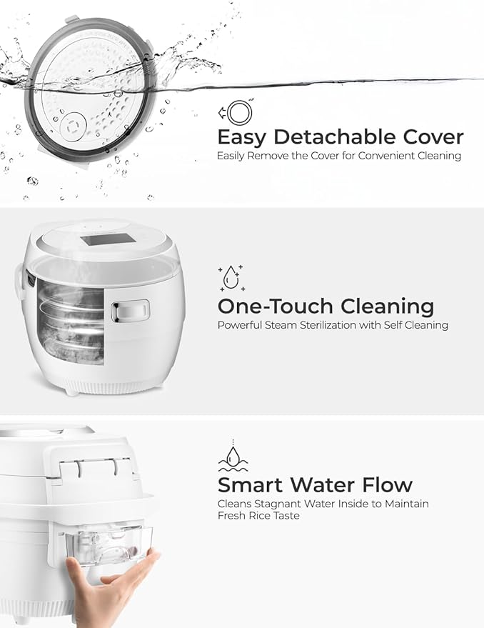 CUCKOO Micom Rice Cooker 10-Cup Uncooked / 20-Cup Cooked with Nonstick Inner Pot Large Rice Maker with 16 Menu Options Fuzzy Logic Technology Auto Clean Mode LCD Display White (CR-1020F)