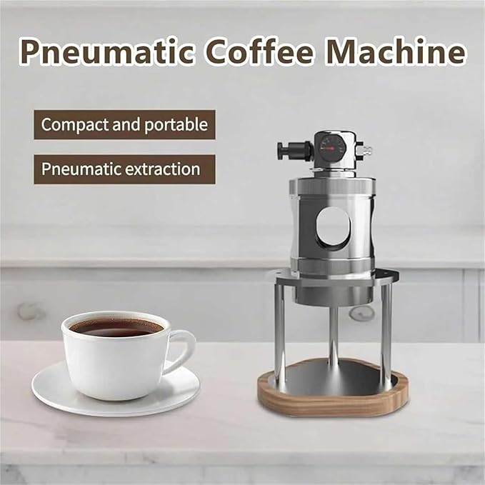 80 Ml Pneumatic Espresso MachineManual Air Pressure Espresso Maker 16Bar Fast Extraction With Pressure Gauge &amp Wooden BaseModern Coffee Experience (51mm)