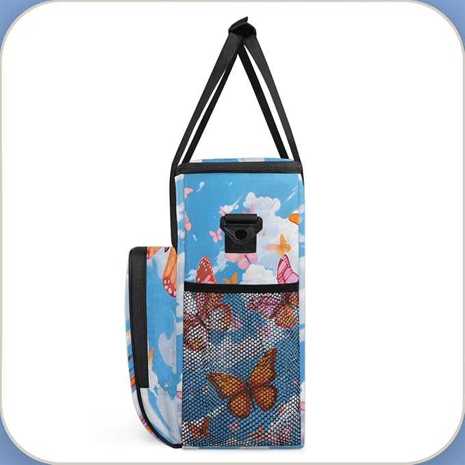 Abstract Butterfly Coffee Maker Carrying Bag Colorful Butterfly Travel Storage Bag Compatible with K-Mini or K-Mini Plus Single Serve Coffee Brewer Carrying Case with Pockets &amp Shoulder Strap