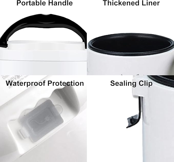 Mini Rice Cooker Vehicle-Mounted Rice Cooker 12V Thermal Insulation and Protection Function 1L Portable Steamer Boiling Pot Portable Handle Outdoor Boiling Cooker Portable Cooker (White)