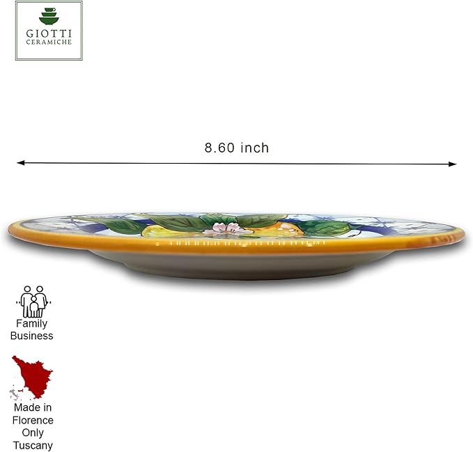 Italian Ceramic dinnerware set - Hand Painted kitchen Small Dishes sets for 4 - Made in ITALY Tuscany - Italian Pottery dinner plates - Home Decor Lemons Ischia Ceramics salad dishes set
