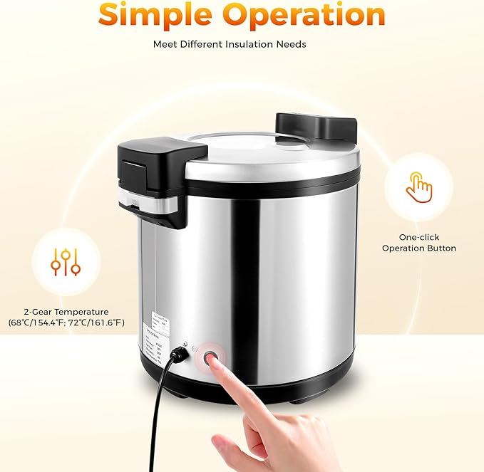 Commercial Rice Cooker 20 Qt Electric Rice Warmer Big Rice Cooker with Non-stick Inner Pot Commercial Rice Warmer with Rice Scoop for Home Restaurants Banquets