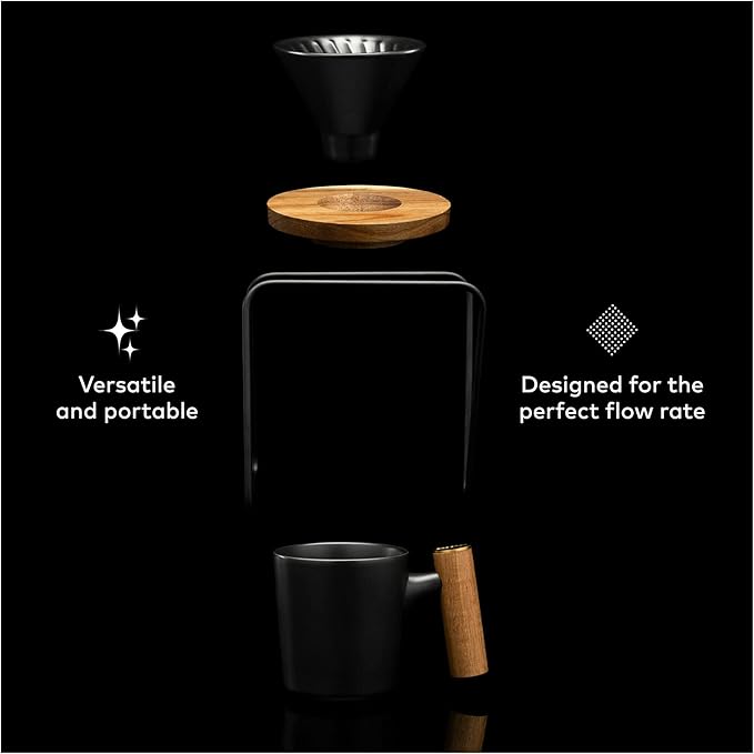 ChefWave Coffee Enthusiast Bundle Set - Single Serve Pour Over Coffee Maker Set w/Coffee Mug Compatible with No. 2 Filter V60 Dripper BPA free 2 Way Drip Coffee Maker (2 Items)