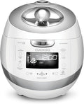 CUCKOO High Pressure Rice Cooker 6-Cup Uncooked / 12-Cup Cooked with Induction Heating Technology Versatile Rice Maker with 16 Menu Options and Steam Plate Voice Guide White (CRP-BHSS0609F)