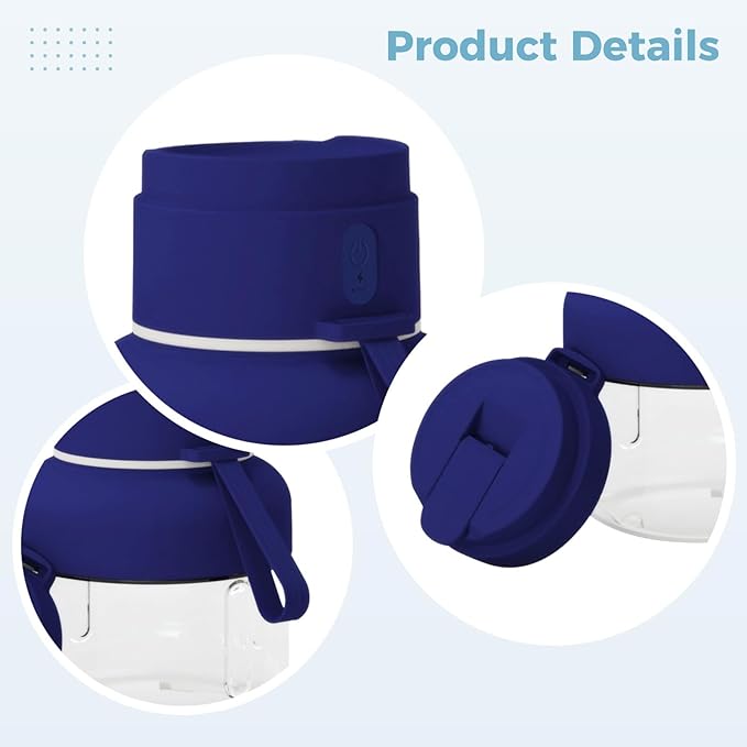 Portable Blender (Blue) 28.7 Fl Oz Electric Juicer 12-Vane For Shakes And Smoothies 850 Ml Usb-C Rechargeable With Lid And Straw