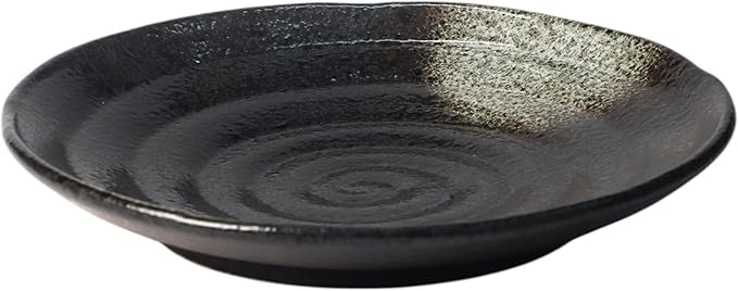 Ebros Gift Artistic Charcoal Grey Tone Hakumu Porcelain Collection Dinnerware Serveware Kitchenware Set Asian Japanese Restaurant Supply (Pack Of 5 Round Dinner Plates 8.75D)