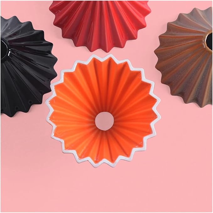 Ceramic Coffee Dripper Pour Over Maker Handmade Origami Filter Cup Flower Shape Funnel Drip Cafe Cake Home(Color 04)