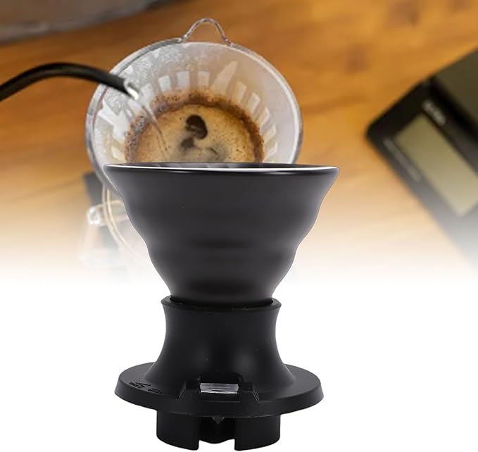MAVIS LAVEN Ceramic Pour Over Coffee Dripper Heat Proof Immersion Coffee Maker with Built in Switch Valve for Home Office Travel (Black)