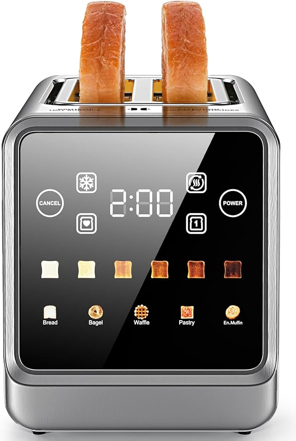 2-Slice Smart Toaster with One-Touch Memory Extra-Wide 1.5 Slots Digital Touchscreen for Bagels Artisan Bread &amp Busy Mornings