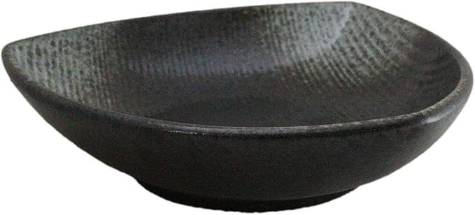 Ebros Gift Artistic Charcoal Grey Tone Hakumu Porcelain Collection Dinnerware Serveware Kitchenware Set Asian Japanese Restaurant Supply (Pack of 5 Appetizer Salad Triangular Deep Serving Plates)