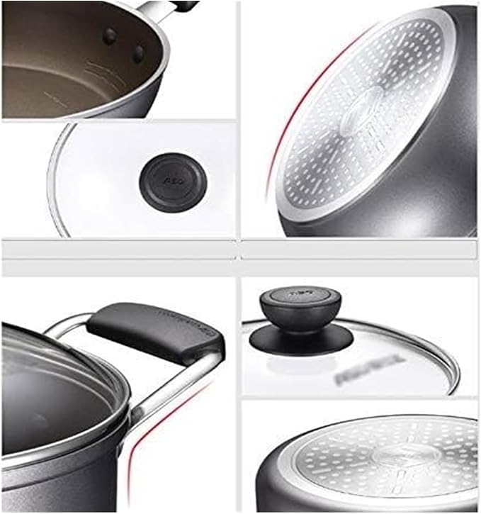 Cookware Set Pots and Pans Set 3 Pcs Stainless Steel Frying Pan Non Stick Pan Uncoated Pot Soup Pot Milk Pot Cooking Pot Set Cooking Pan Set(
