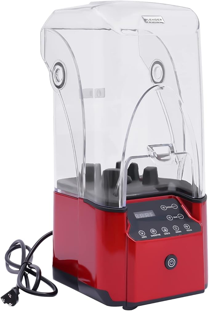 2.2L Commercial Blender Quiet Strong Smoothie Machine With Shield for Frozen Drinks Ice-cream 2200W Red