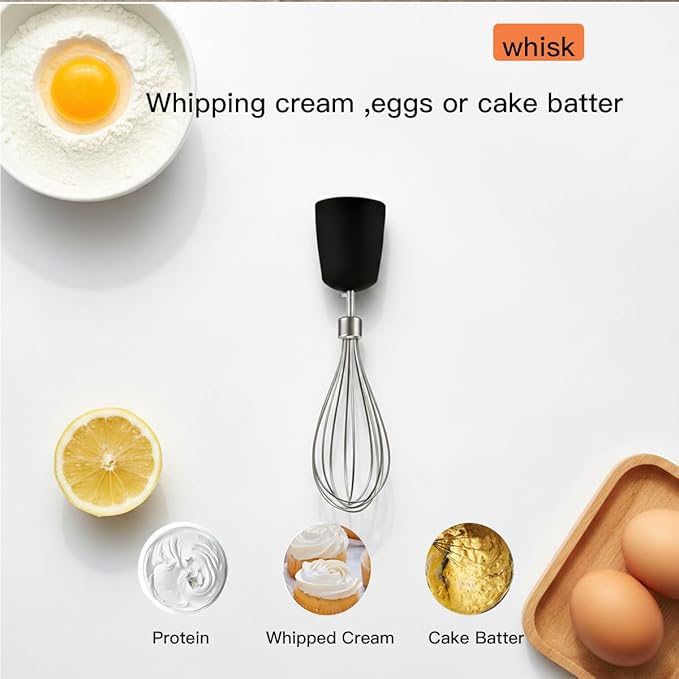 Megawise HB-2080 1000W 5-in-1 Immersion Hand Blender Powerful Stick Blender with Variable Speed &amp Turbo Stainless Steel Shaft &amp Blades Includes Whisk Frother Chopper Bowl &amp Beaker