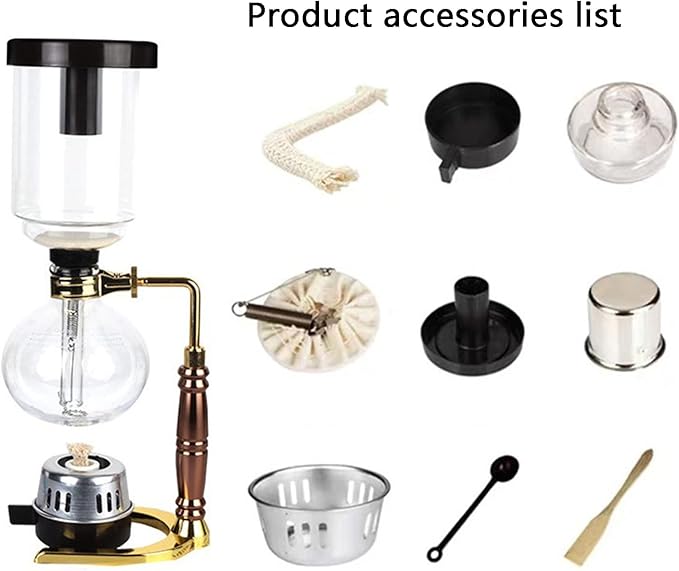 Syphon Coffee Maker Set Manual Vacuum Coffee Siphon Brewer Tabletop Glass Siphon Pot Stainless Steel Bracket for Coffee Tea 350ml/500ml (350ml)