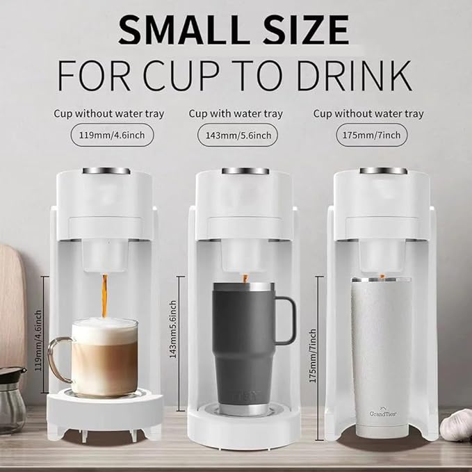 Espresso Machine Single-Serve Coffee Maker Mini Capsule Coffee Machine with 12oz Water Tank for K-cup Capsules One-touch Switch Cappuccino And Latte Machine Maker For HomeWhite