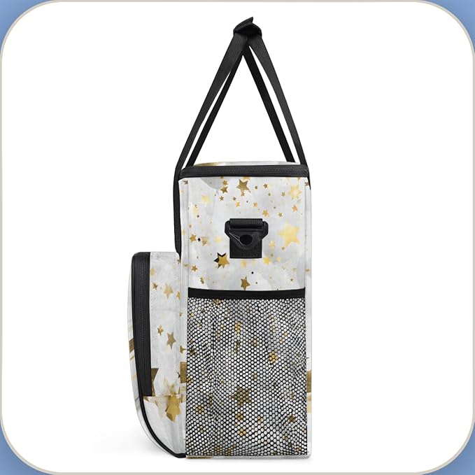 Glitter Coffee Maker Carrying Bag Gold Star Portable Travel Storage Tote Bag Compatible with K-Mini or K-Mini Plus Single Serve Coffee Brewer Carrying Case with Multiple Pockets &amp Shoulder Strap