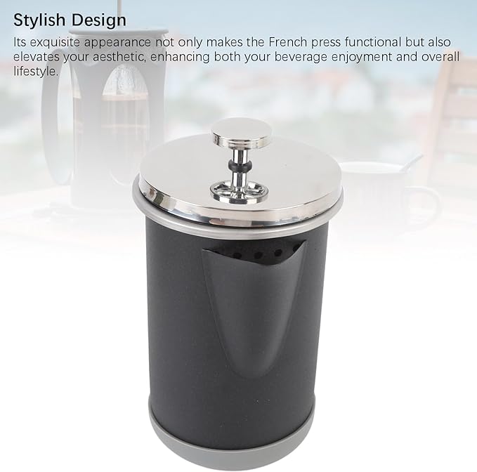 1000ML French Press Coffee Maker 304 Stainless Steel Insulated Coffee Press Portable Hand Brewed Teapot for Outdoor Camping Travel Adventures (Black)