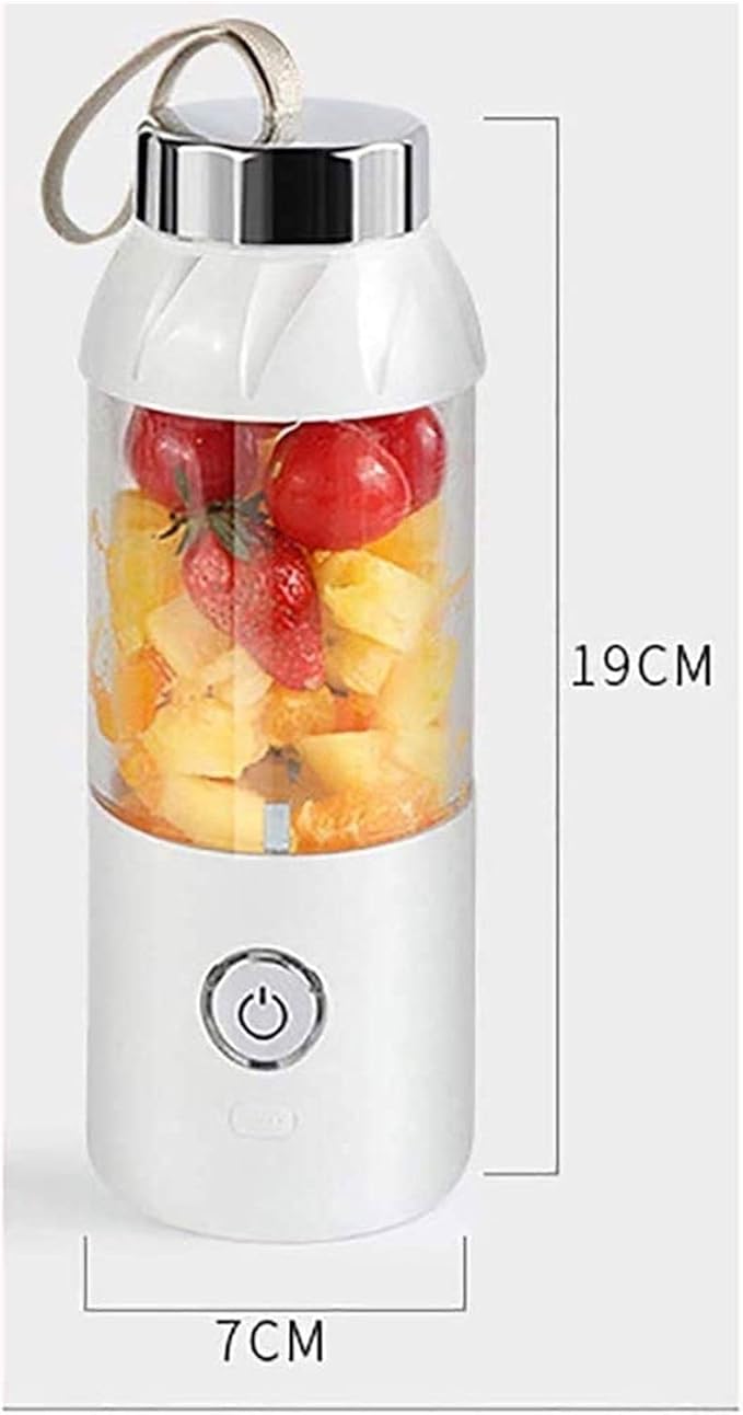 Portable Personal Blender Household Juicer Fruit Shake Mixer - Six Blades 550ml Cooking Machine with USB Charging Cable (Color : A)
