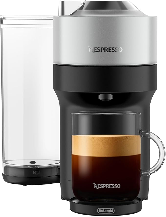 Nespresso Vertuo Pop+ Deluxe Coffee and Espresso Maker by De'Longhi Silver Descaling Kit