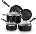 Cook N Home Pots and Pans Nonstick Kitchen Cookware Sets include Saucepan Frying Pan Stockpots 8-Piece Heavy Gauge Stay Cool Handle Black