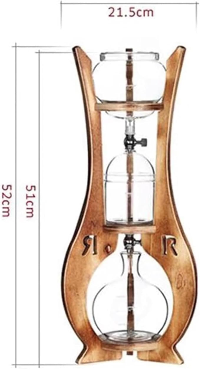 Cold Brew Coffee Maker with Double Valve &amp Slow Drip Technology 600mL Large Capacity Drip Tower Premium Iced Coffee Maker Wooden Stand for Home Office Bar