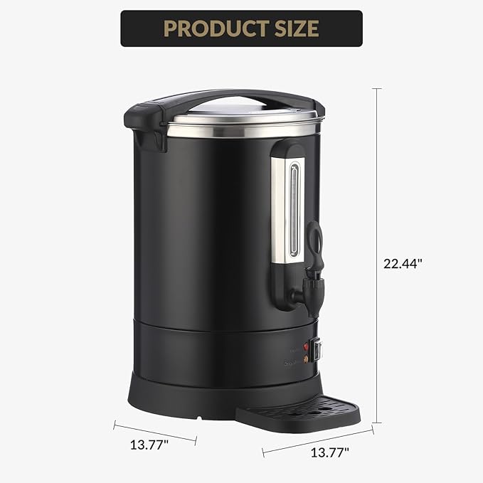 100 Cup Commercial Coffee Urn14L Large Capacity Stainless Steel Coffee Maker Electric Hot Beverage Dispenser with Automatic Temperature Control &amp Faucet for PartyCatering Business(Black)