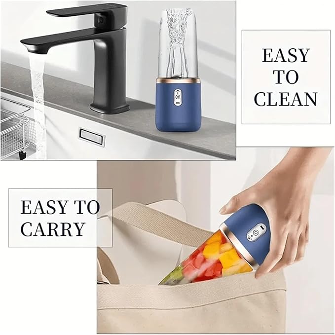 6 Blades Electric Juicer Cup 2 Cups Compatible For Travel Portable Mixer Usb Charge Fresh Fruit Juice Personal Blender Smoothie(Blue with 2 Cups)