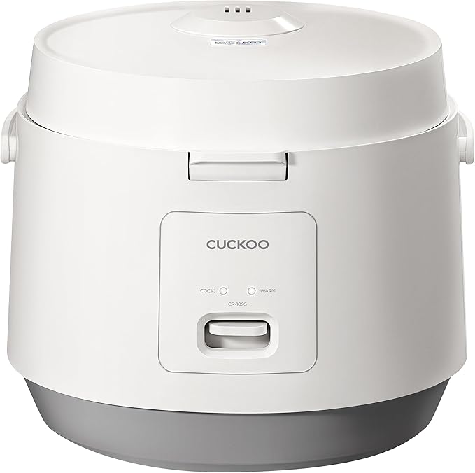 CUCKOO Basic Rice Cooker 10-Cup Uncooked / 20-Cup Cooked Large Rice Maker and Warmer with Nonstick Inner Pot Easy to Use with Auto Keep Warm Includes Steam Tray White (CR-1095)