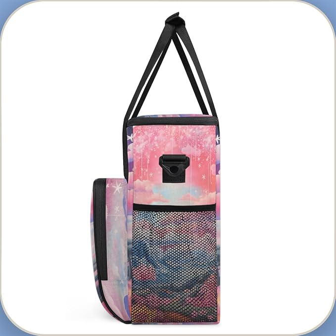 Rainbow Flowers Coffee Maker Carrying Bag Portable Travel Storage Tote Bag Compatible with K-Mini or K-Mini Plus Single Serve Coffee Brewer Carrying Case with Multiple Pockets &amp Shoulder Strap