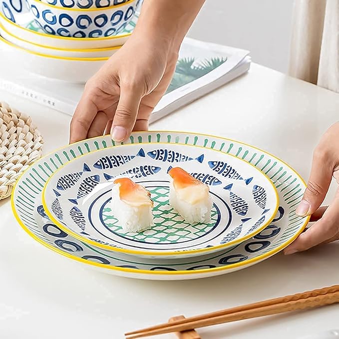 Dinnerware Sets Dish Set19 PcssCreativity Japanese-Style Porcelain Tableware Set with Plates and BowlsCeramic Dinner Set for Home Kitchen