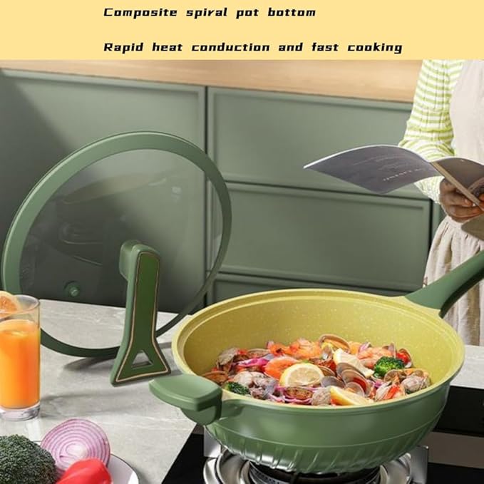 Saucepan Set Nonstick and Oven Safe Pot and Pan Set with Glass Lids Induction Cookware Sets for All Stove Tops
