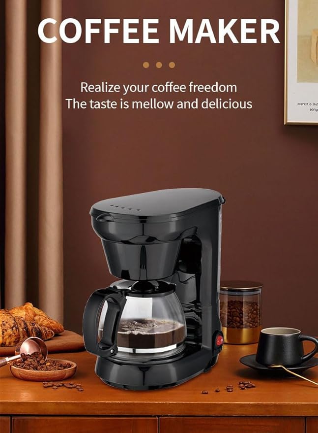 6-Cup Coffee Maker Automatic Espresso Machine Built-in Grinder No Coffee Pods Required Black and Stainless Steel