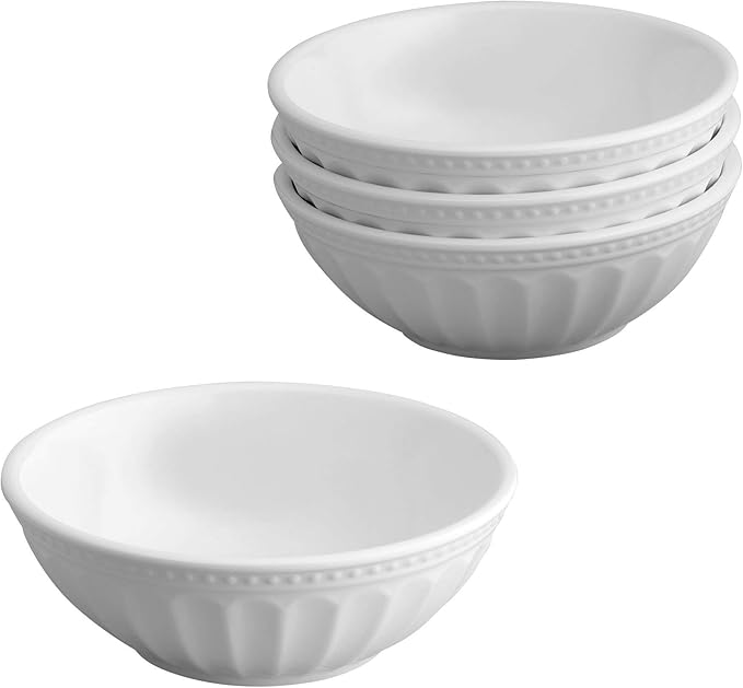 UPware 12 Piece Chateau Melamine Dinnerware Sets Outdoor Dishes Set Plates and Bowls Sets Service for 4 White