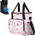 Valentine Pink Heart Flowers Coffee Maker Carrying Bag Coffee Machine Travel Storage Bag Compatible with K-Mini or K-Mini Plus Portable Single Serve Coffees Brewer Case with Pockets for K-Cup Pods
