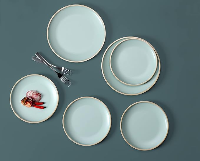 Melamine Dinnerware Sets Plates and Bowls Sets 12 Pcs Melamine Plates Dish Set for 4 Unbreakable Dinnerware Set for Party BPA Free Suitable Indoors and Outdoors (Mint Green)