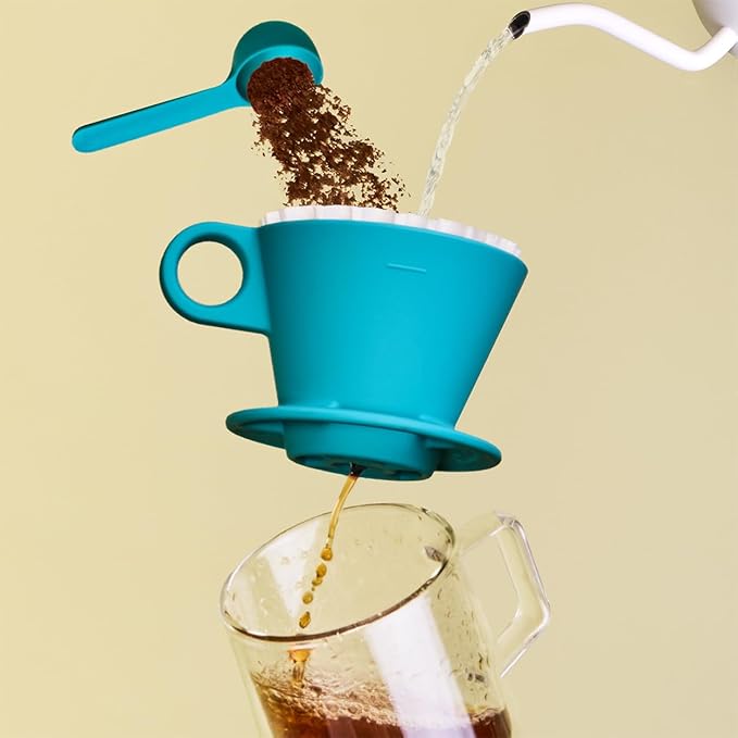 Verve Dwell Dripper Pour Over Coffee Maker Set Non-Electric Coffee Dripper Manual Brew Maker (Blue)