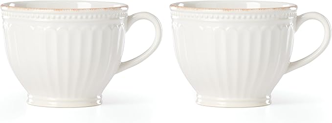 Lenox French Perle Groove 2-Piece Latte Mug Set 2.30 LB White