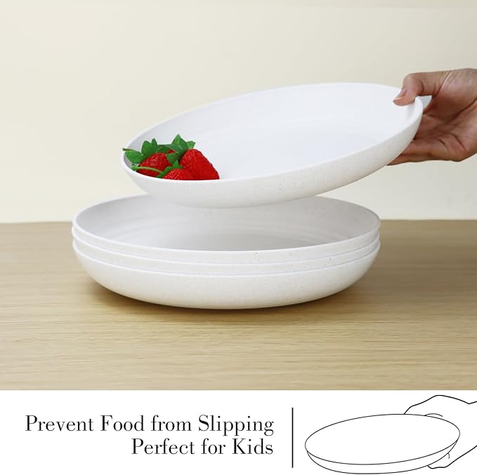 Premium Wheat Straw Dinnerware Sets for 4 Microwave Safe Plates and Bowls Sets 16-PieceUnbreakable and Lightweight Dinner Plates for KitchenPicnic and PartyPlates SetCups Set(White)