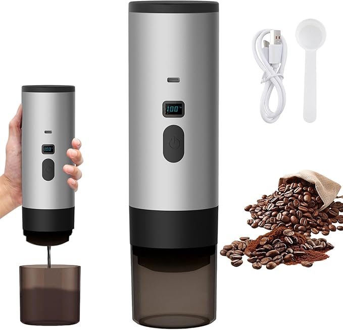 Portable Coffee Maker Espresso Machine Travel Espresso Maker USB-C ChargingHeating Pump Press Coffee Maker Electric Capsule Coffee Machine for RVCar Hiking Camping Office